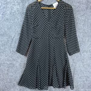 Erin Fetherston Dress Womens 2 Black Polka Dot Classic Pleated Business Girly